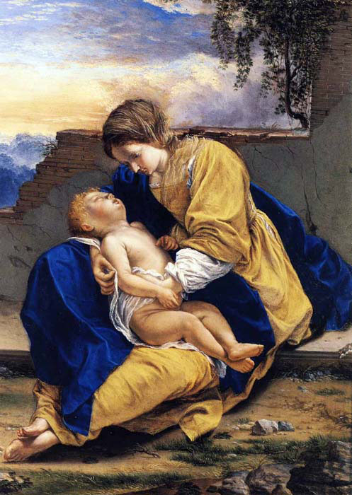 madonna and child in a landscape